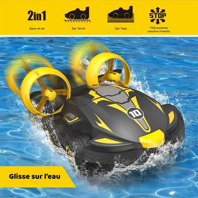 Voiture amphibie télécommandée jaune pour enfants